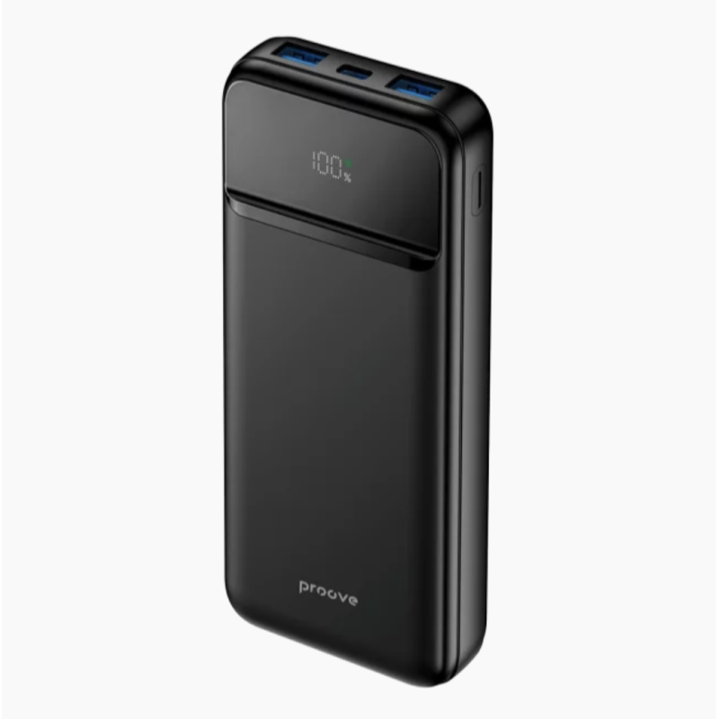 Proove Illuminator 2 Power Bank 10000mAh 22.5W ar LED Displeju un PD Ātro Uzlādi – Melns